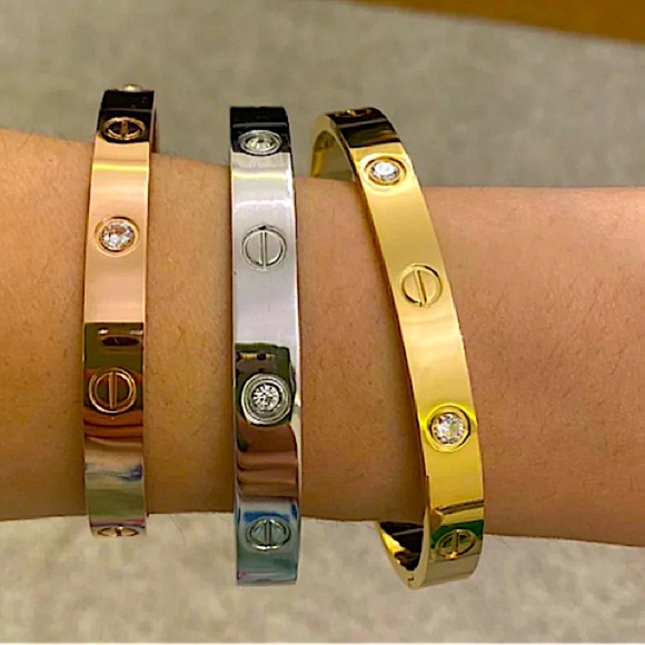 Screwdriver Love Rose Gold Bangle Bracelet Luxury with stones - Picture 3 of 6